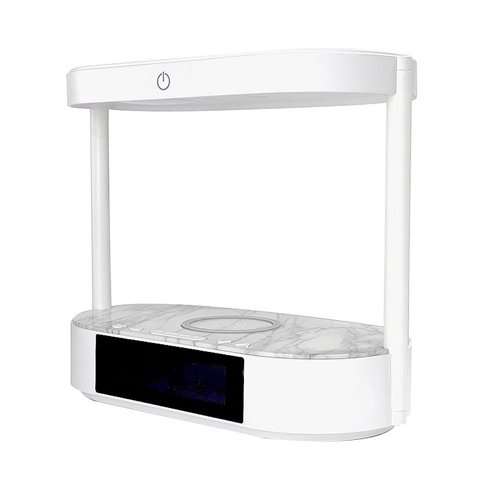 LED DIGITAL TABLE CLOCK WITH 2-TIER WIRELESS CHARGING PAD RIN 215401802 WHITE
