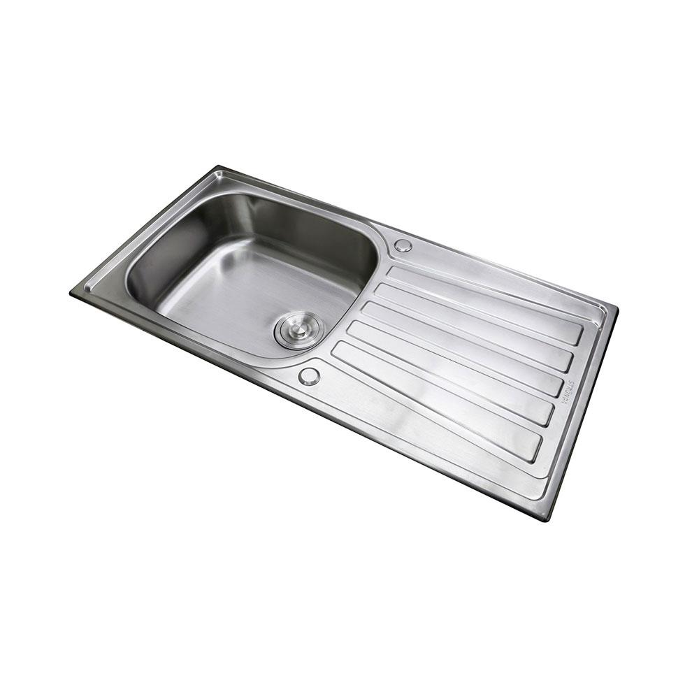 ซิงค์ฝัง 1หลุม 1ที่พัก LUCKY FLAME STB-1056 สีเงิน