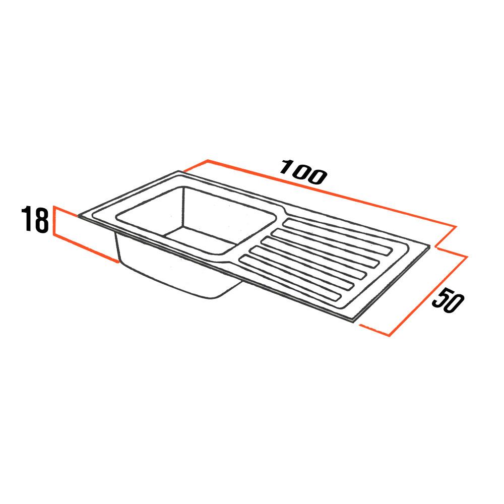 ซิงค์ฝัง 1หลุม 1ที่พัก LUCKY FLAME STB-1056 สีเงิน