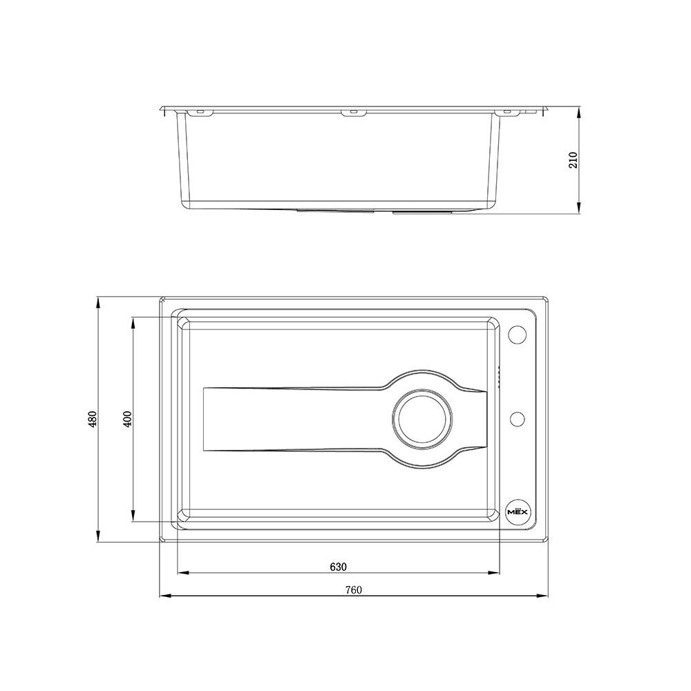 ซิงค์ฝัง 1หลุม MEX TD76 สีเงิน