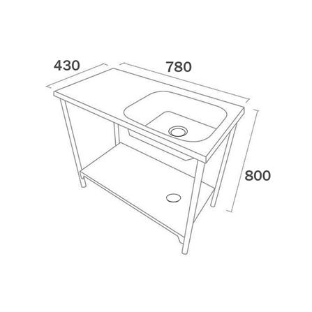 ซิงค์ขาตั้ง 1หลุม 1ที่พัก LINEA AS 80 สีเงิน_4