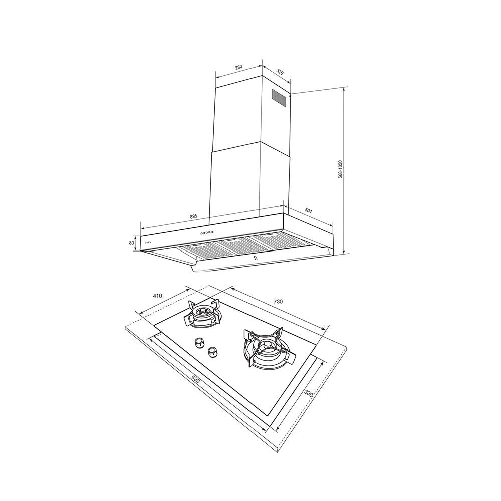 เตาฝัง+เครื่องดูดควัน MEX V4731M+K632BFX90