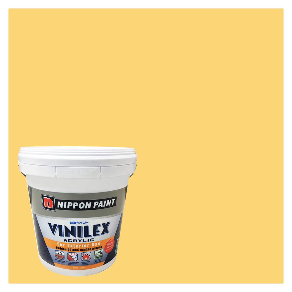 สีน้ำทาภายนอก NIPPON PAINT VINILEX ACRYLIC #NPOW1143T สี SWEET YELLOW ด้าน 2.5 แกลลอน