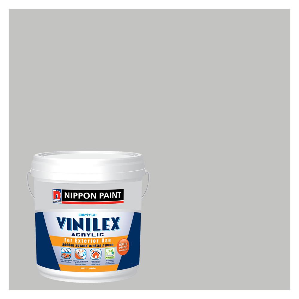 สีน้ำทาภายนอก NIPPON PAINT VINILEX ACRYLIC #NPN1991P สี GRAY GLOVE ด้าน 2.5 แกลลอน