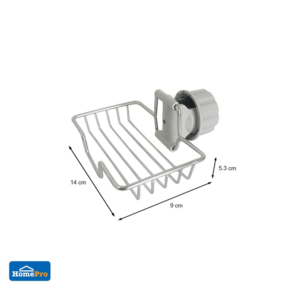 ตะแกรงวางฟองน้ำติดก๊อกน้ำสเตนเลส ทรงสี่เหลี่ยม KECH