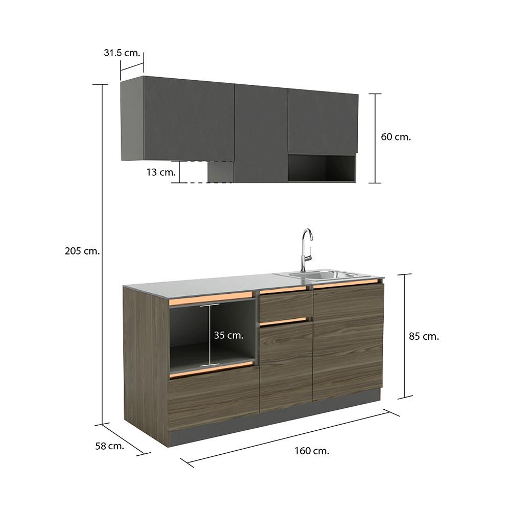 ครัวสำเร็จรูป COOKING CABIN KARL 1.60 ม. สีวอลนัท