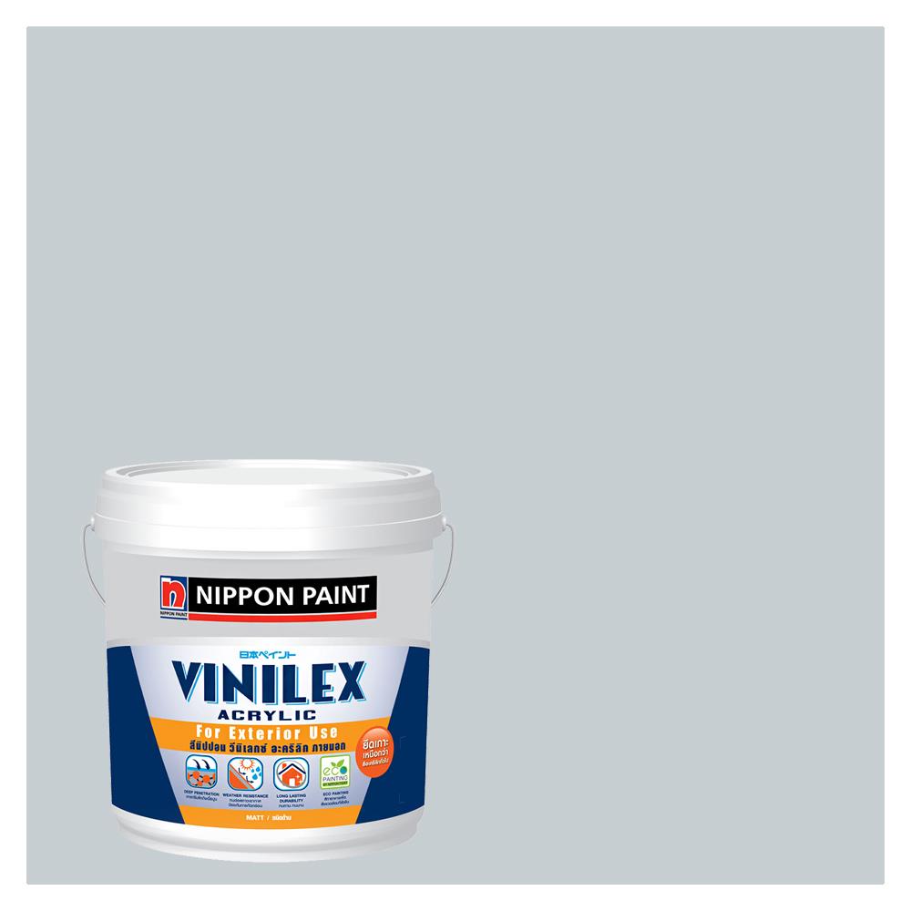 สีน้ำทาภายนอก NIPPON PAINT VINILEX ACRYLIC #NPN1984P สี GRAY PROSE ด้าน 2.5 แกลลอน