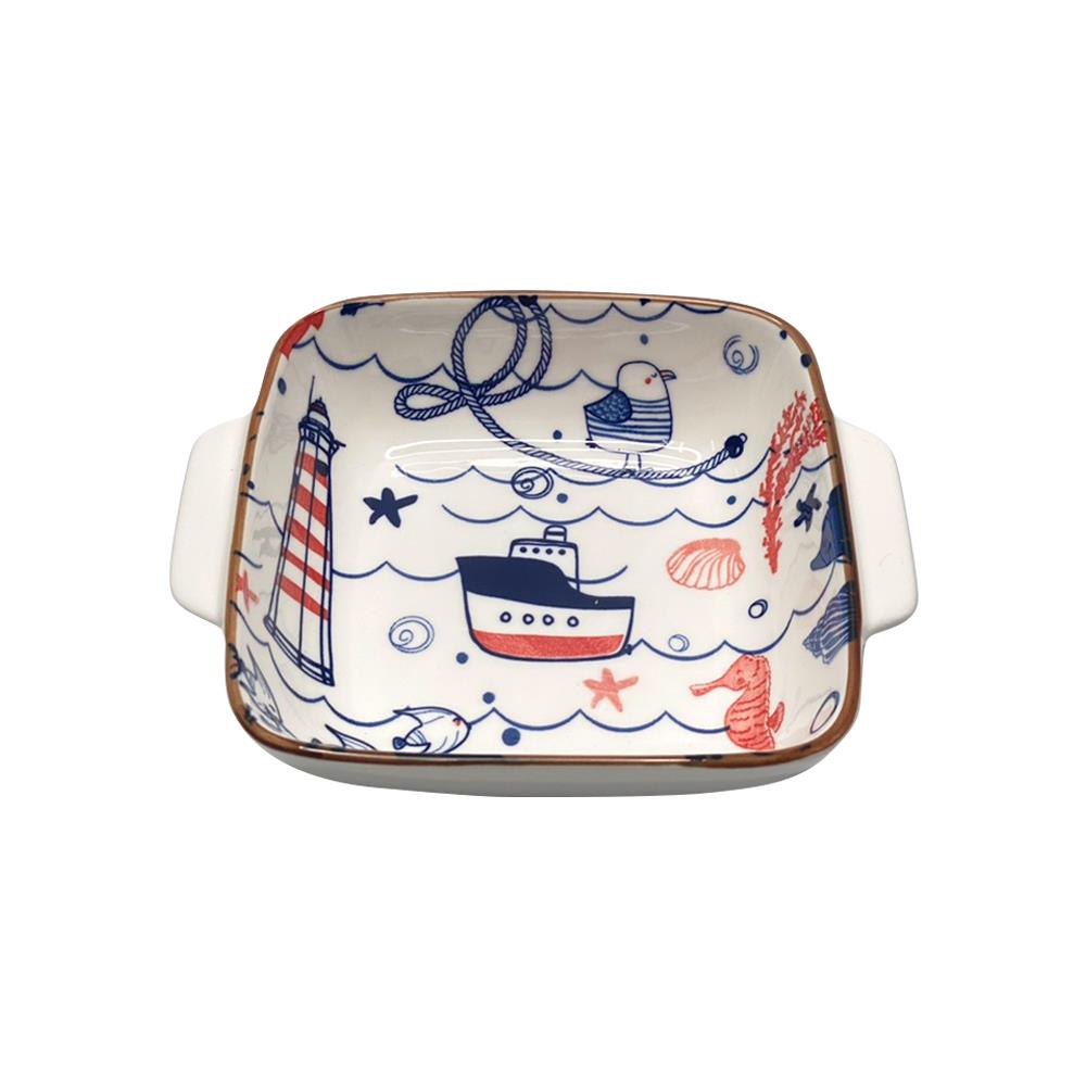 ชามเหลี่ยม 2 หู เซรามิก 7.5" KECH OCEAN