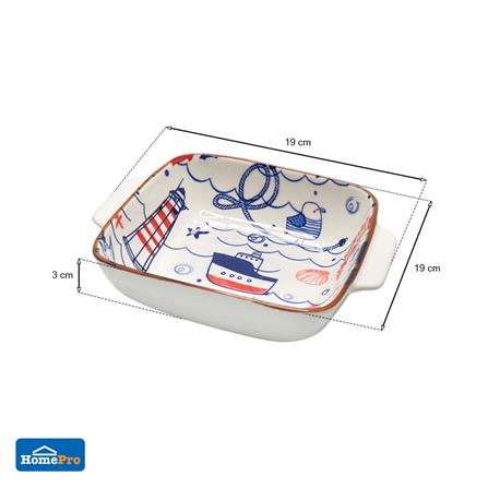 ชามเหลี่ยม 2 หู เซรามิก 7.5