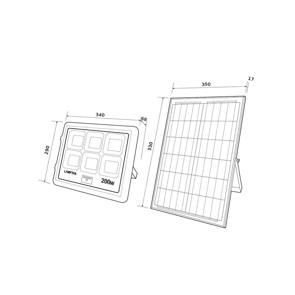 ไฟสปอตไลท์ SOLAR LAMPTAN FLOOD 200 วัตต์ DAYLIGHT สีดำ
