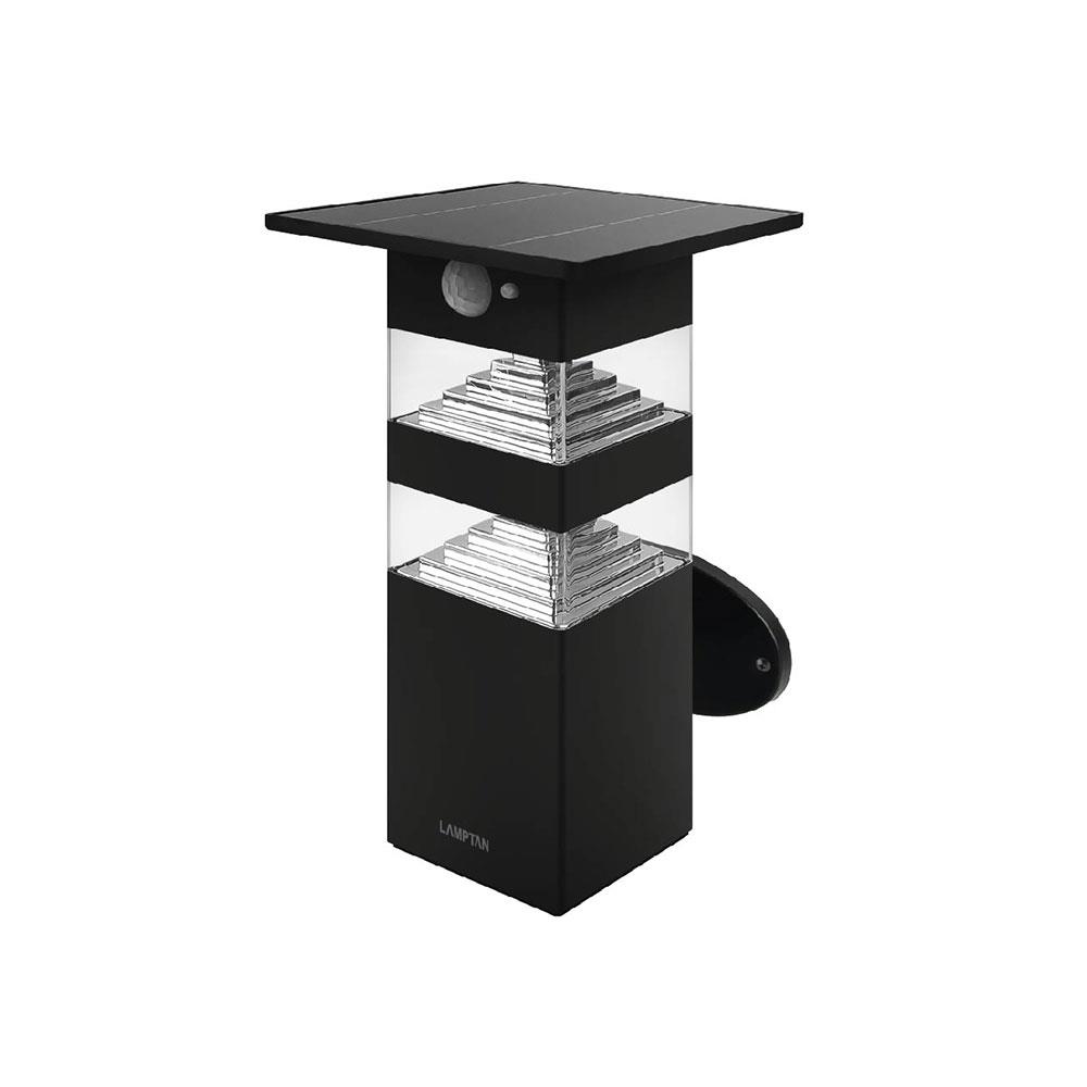 ไฟผนังภายนอก SOLAR LAMPTAN DOUBLE SHADE 10 วัตต์ WARMWHITE สีดำ
