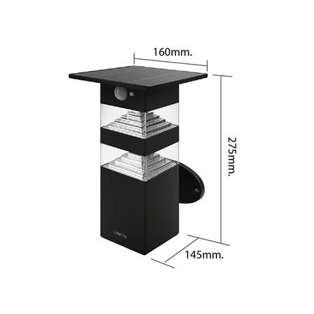 ไฟผนังภายนอก SOLAR LAMPTAN DOUBLE SHADE 10 วัตต์ WARMWHITE สีดำ_4