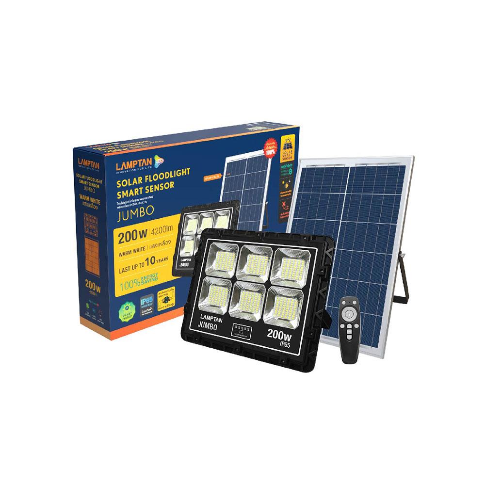 ไฟสปอตไลท์ SOLAR LAMPTAN FLOOD 200 วัตต์ WARMWHITE สีดำ