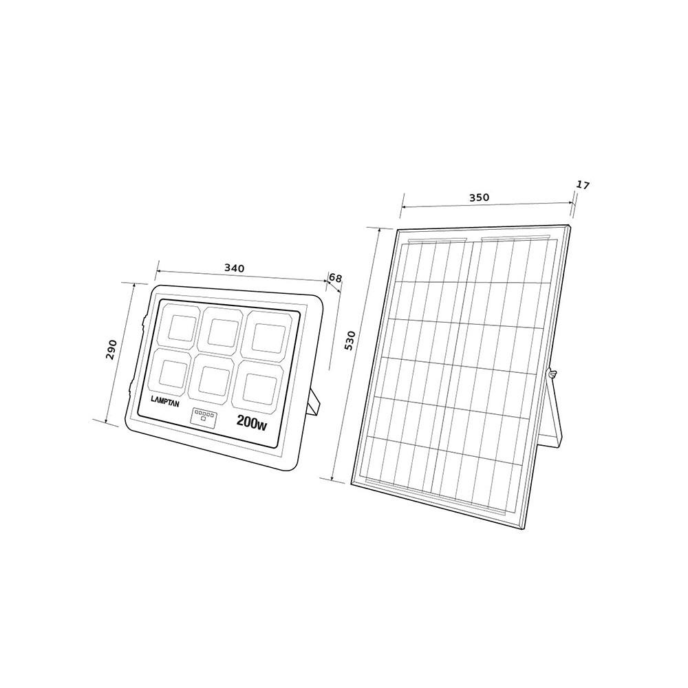 ไฟสปอตไลท์ SOLAR LAMPTAN FLOOD 200 วัตต์ WARMWHITE สีดำ