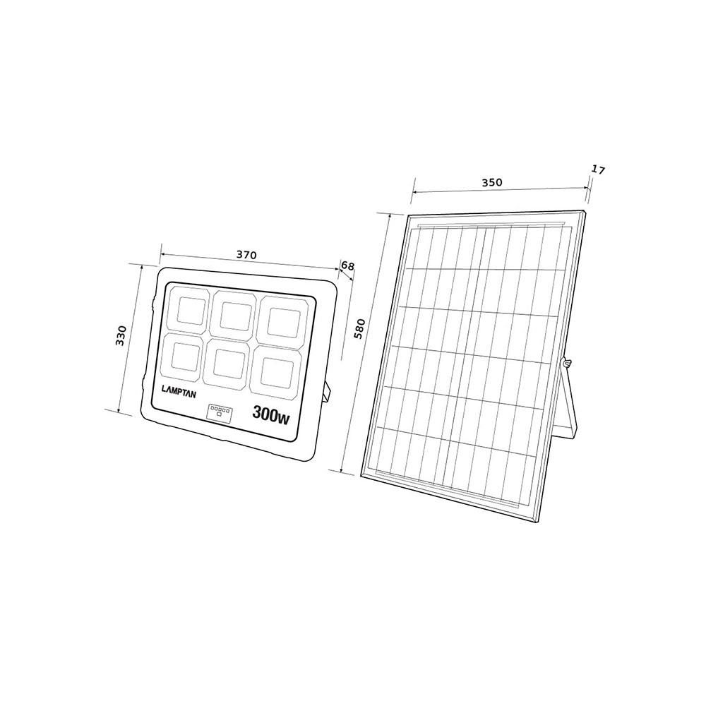 ไฟสปอตไลท์ SOLAR LAMPTAN FLOOD 300 วัตต์ DAYLIGHT สีดำ