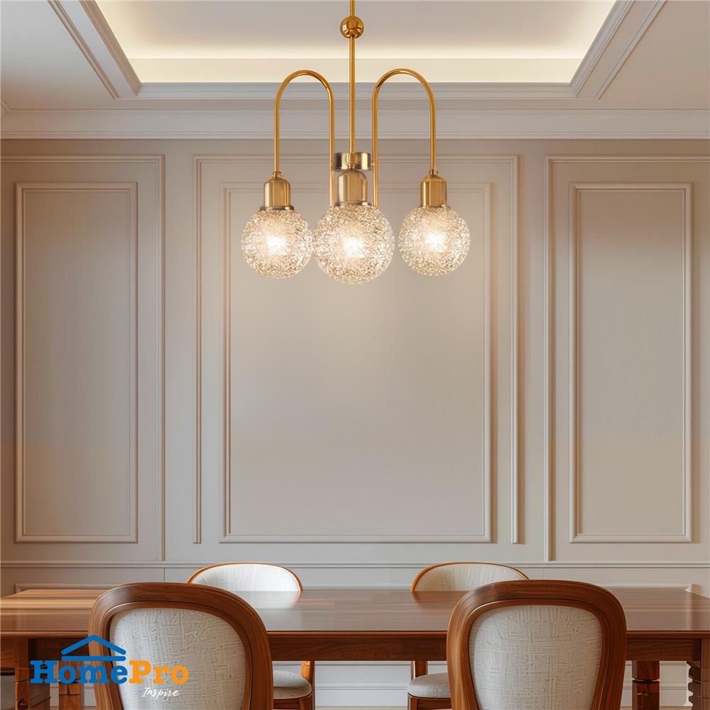 ไฟช่อ CARINI D18645N-3GB สีทอง/ขาว 3 หัว