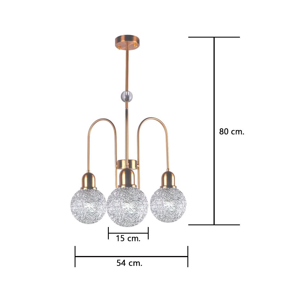 ไฟช่อ CARINI D18645N-3GB สีทอง/ขาว 3 หัว