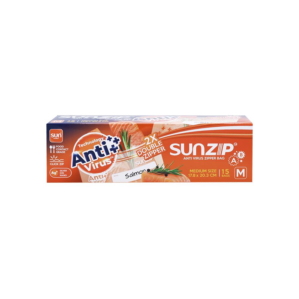 ถุงซิป SUNZIP ANTI VIRUS M 17.8 ซม.x20.3 ซม.