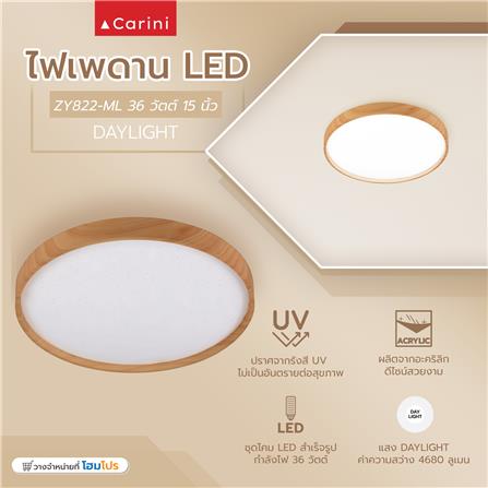 ไฟเพดาน LED CARINI ZY828-ML 15 นิ้ว 36 วัตต์ DAYLIGHT สีขาว/น้ำตาล_4