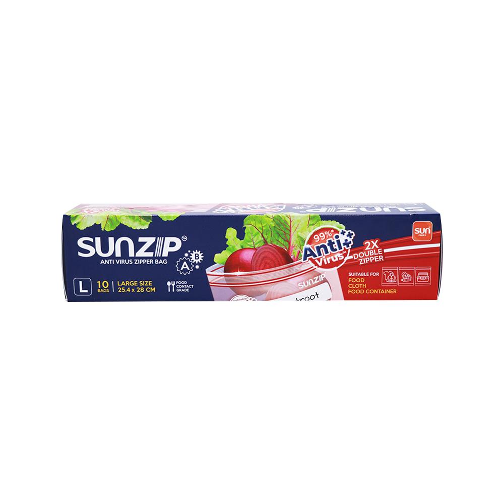 ถุงซิป SUNZIP ANTI VIRUS L 25.4 ซม.x28 ซม.