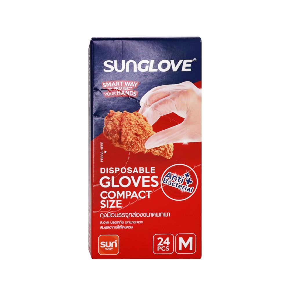ถุงมือครัว HDPE ANTI BAC M SUN GLOVE 24ชิ้น