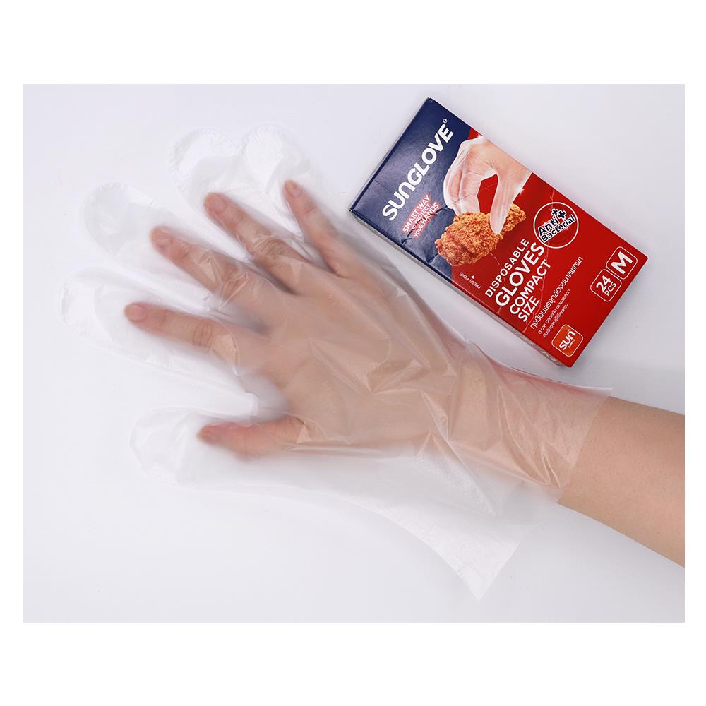 ถุงมือครัว HDPE ANTI BAC M SUN GLOVE 24ชิ้น