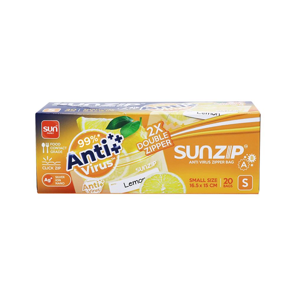 ถุงซิป SUNZIP ANTI VIRUS S 16.5 ซม.x15 ซม.