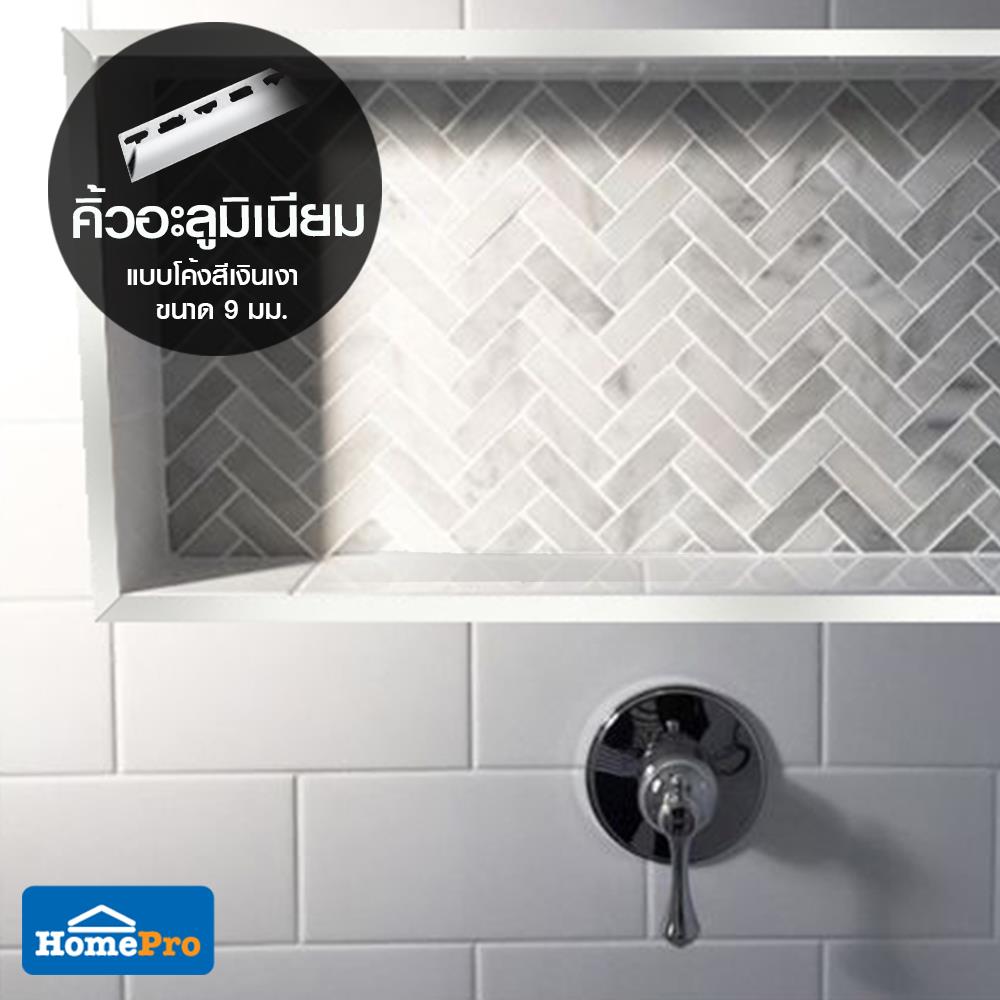 คิ้วอะลูมิเนียมแบบโค้ง TARA 9 มม. 2 ม. สีเงินเงา