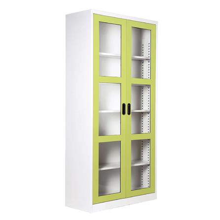 ตู้เหล็กสูงบานเปิดกระจก KIOSK MAX-082 สีขาว/สีเขียว_1