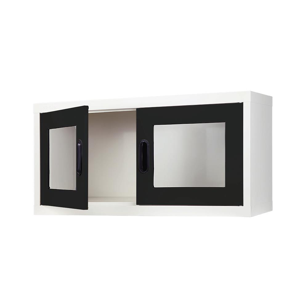 ตู้เหล็กบานเปิดกระจก KIOSK MAX-012 BL สีขาว/ดำ