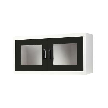 ตู้เหล็กบานเปิดกระจก KIOSK MAX-012 BL สีขาว/ดำ