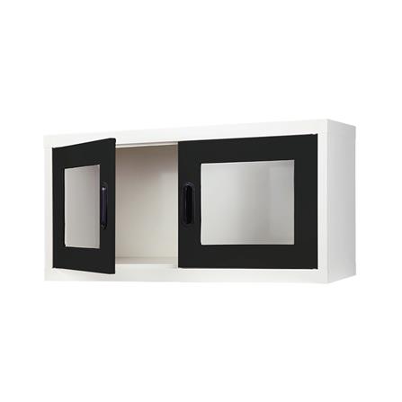 ตู้เหล็กบานเปิดกระจก KIOSK MAX-012 BL สีขาว/ดำ_1