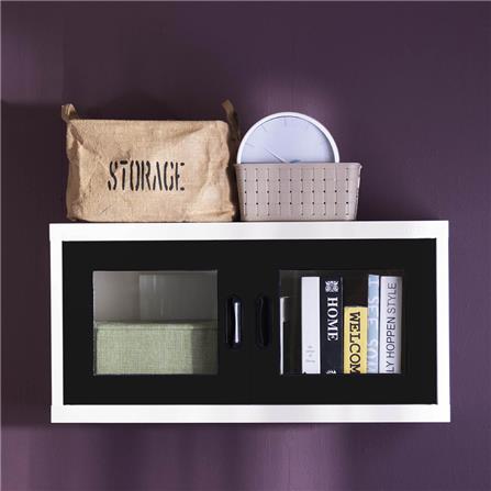 ตู้เหล็กบานเปิดกระจก KIOSK MAX-012 BL สีขาว/ดำ_3