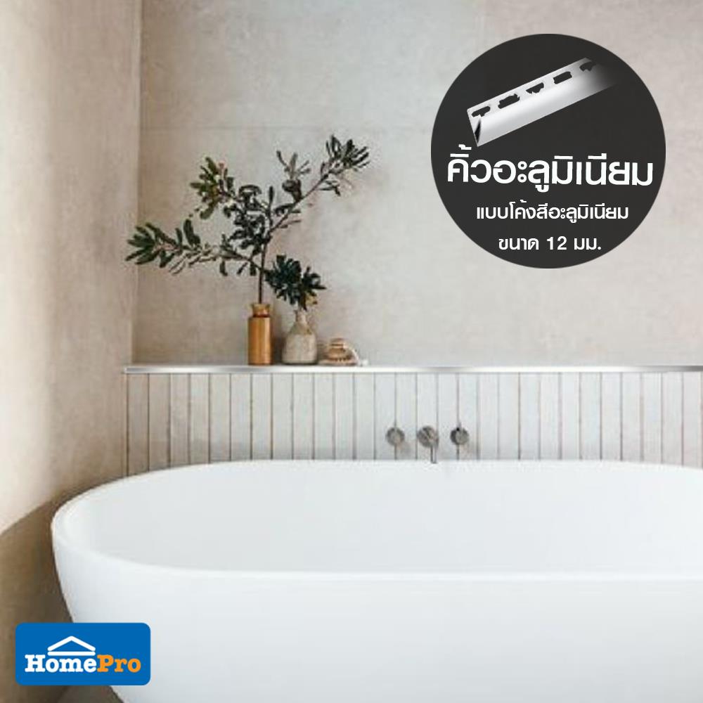 คิ้วอะลูมิเนียมแบบโค้ง TARA 12 มม. 2 ม. สีอะลูมิเนียม