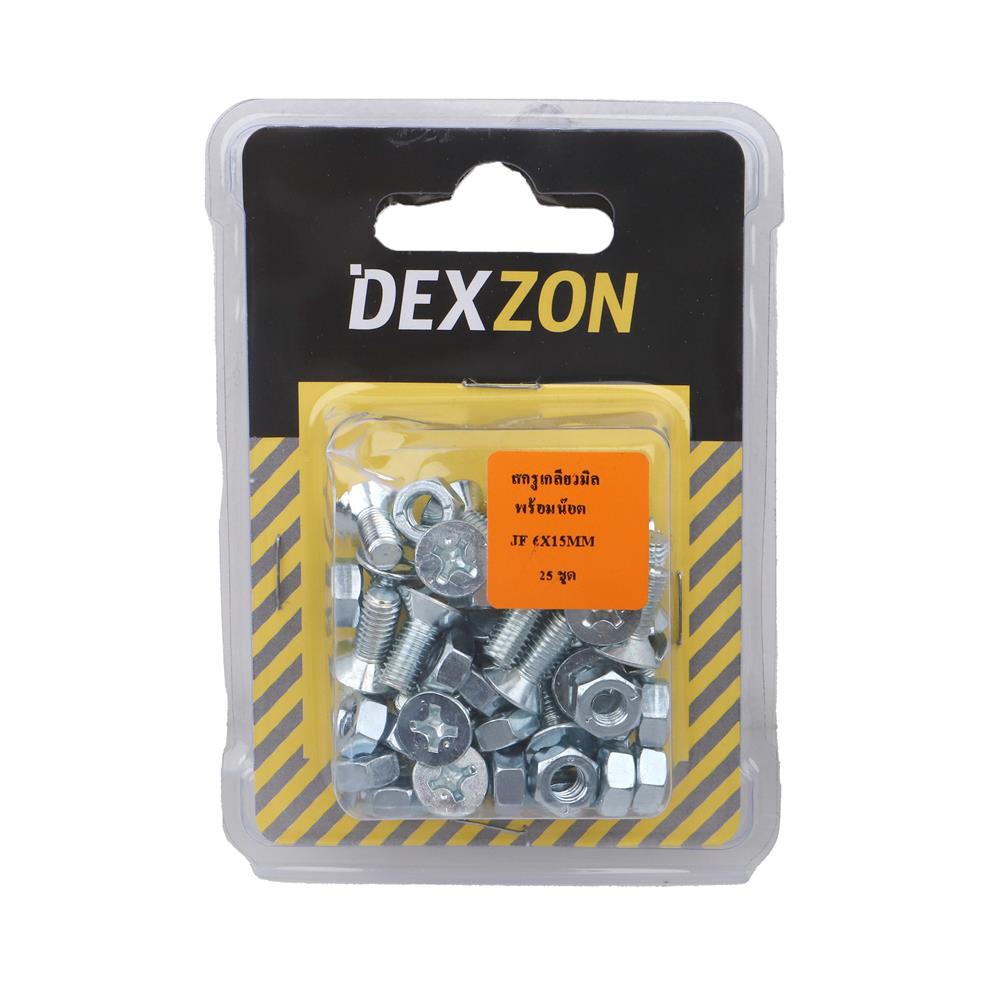 สกรูเกลียวมิลน็อต JF DEXZON 6X15 มม. 25 ตัว