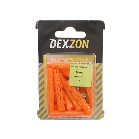 พุกอิฐมวลเบาพร้อมสกรู DEXZON เบอร์ 7 แพ็ก 25 ชิ้น สีส้ม_2