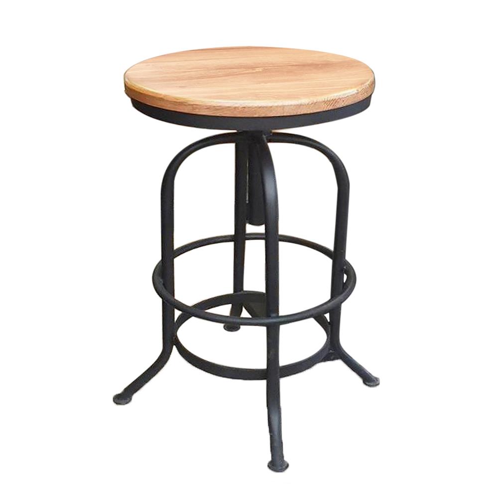 เก้าอี้ไม้สักกลมปรับระดับ SPRING CROSS