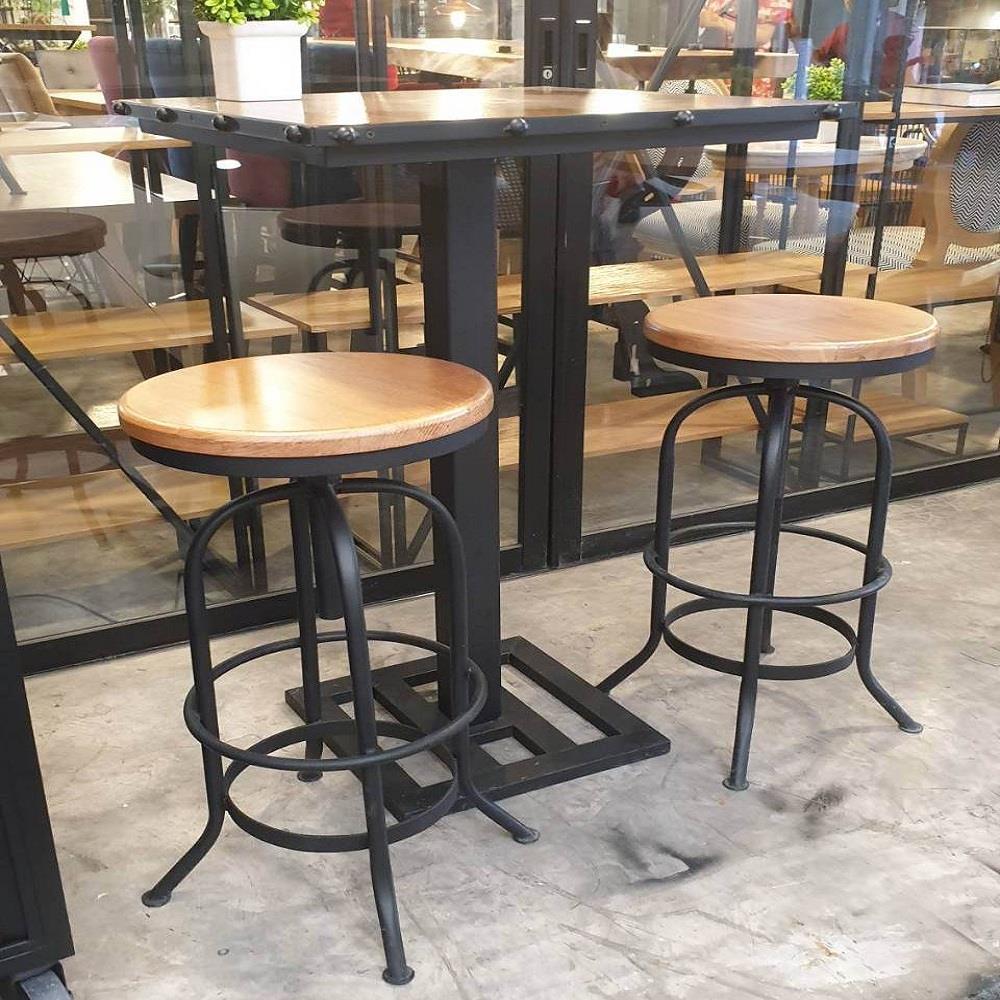 เก้าอี้ไม้สักกลมปรับระดับ SPRING CROSS