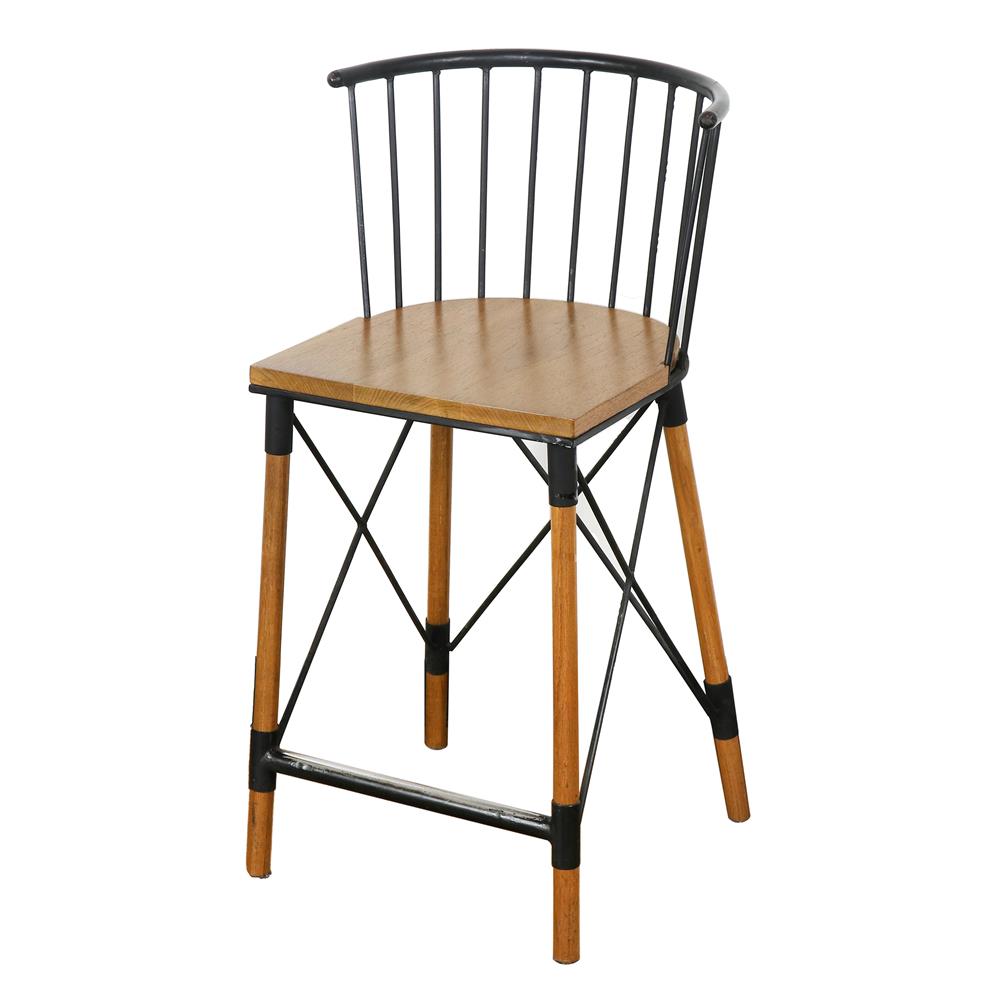 เก้าอี้บาร์ไม้สัก SPRING ROUND LEG