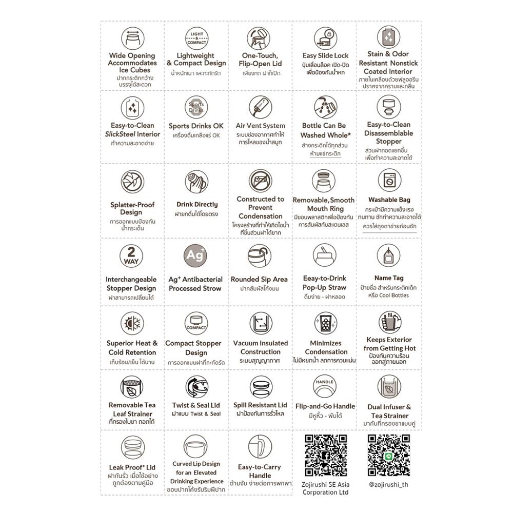 กระติกสุญญากาศ 360 มล. ZOJIRUSHI SD-CKE สีน้ำเงิน