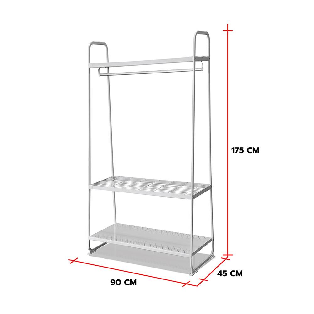 ราวแขวนผ้า+ชั้นวาง 3 ชั้น PLIM COCO 90 ซม. สีขาว