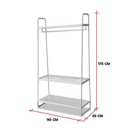 ราวแขวนผ้า+ชั้นวาง 3 ชั้น PLIM COCO 90 ซม. สีขาว_4