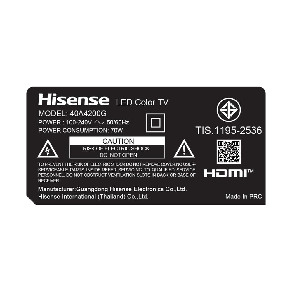 ทีวีแอลอีดี 40 นิ้ว HISENSE (FULL HD, LED, ANDROID TV) 40A4200G