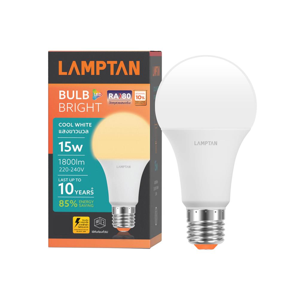 หลอด LED LAMPTAN A60 BRIGHT 15 วัตต์ COOL WHITE E27