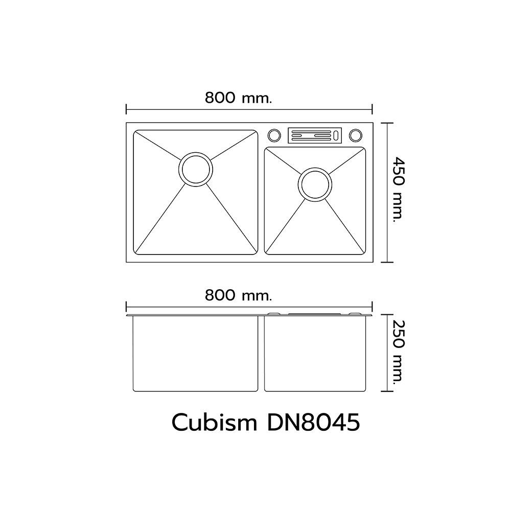 ซิงค์ฝัง 2หลุม LTP DN8045 สเตนเลส