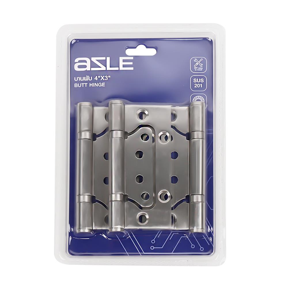 บานพับ 4X3 นิ้ว AZLE 268 ไม่เซาะร่อง สีสเตนเลส แพ็ก 3 ชิ้น