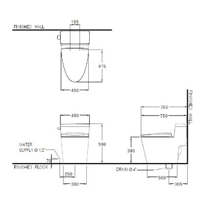 สุขภัณฑ์ 1 ชิ้น COTTO C105257 4.8L สีขาว_1