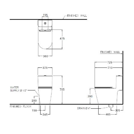 สุขภัณฑ์ 1 ชิ้น COTTO C103327 3/4.5L สีขาว_1