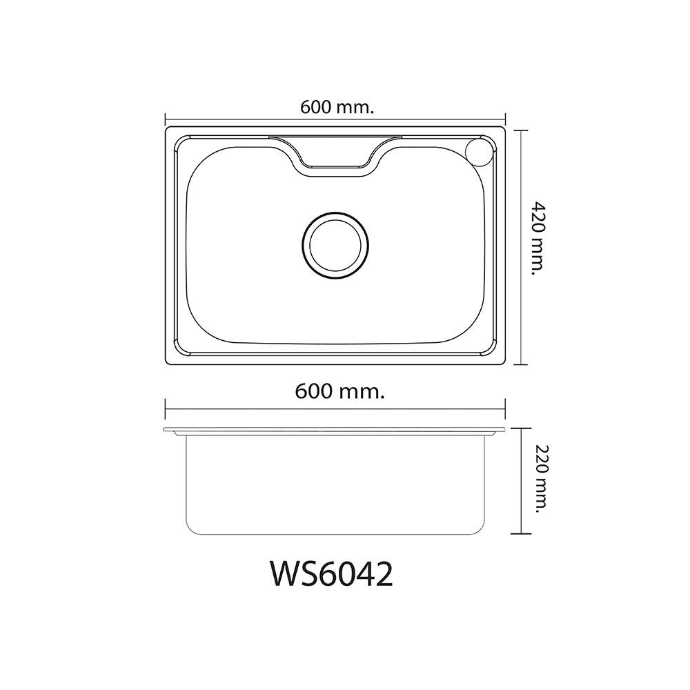 ซิงค์ฝัง 1หลุม LTP LSN6042 สเตนเลส