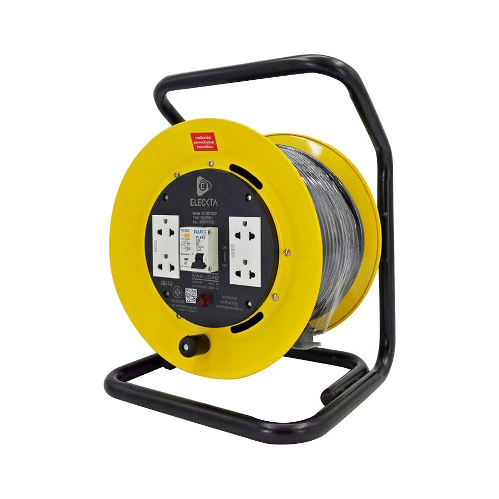 ล้อเก็บสายไฟ พร้อมเบรคเกอร์กันไฟดูด ELECKTA ET-BC1530 3600 วัตต์ 30 เมตร สีเหลือง